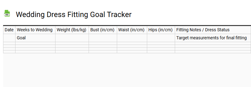 Wedding Dress Fitting Goal Tracker