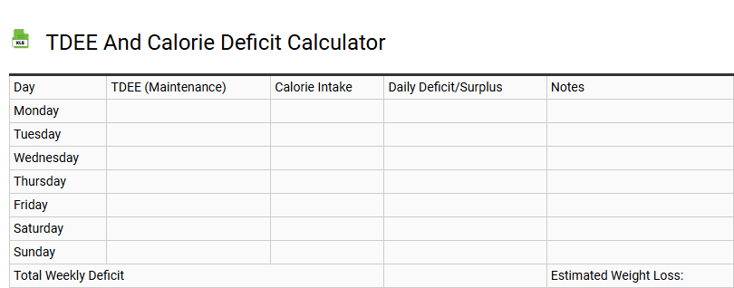 TDEE and Calorie Deficit Calculator