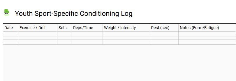 Youth Sport-Specific Conditioning Log