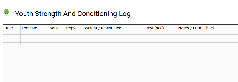 Youth Strength and Conditioning Log