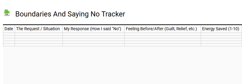 Boundaries and Saying No Tracker