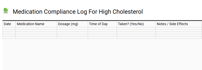 Medication Compliance Log for High Cholesterol