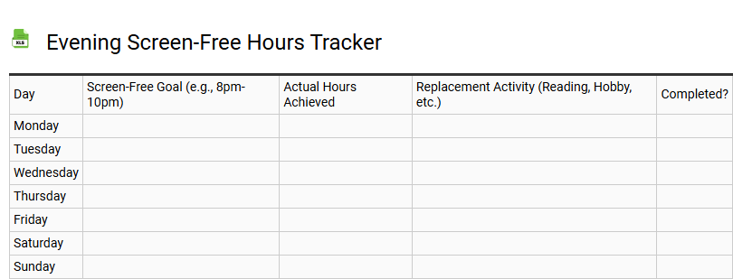 Evening Screen-Free Hours Tracker