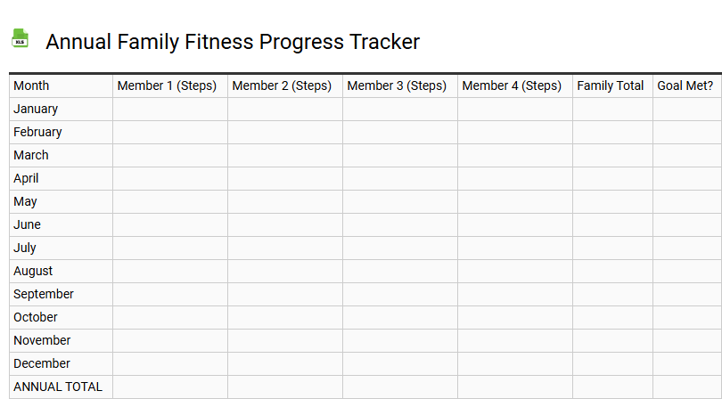 Annual Family Fitness Progress Tracker