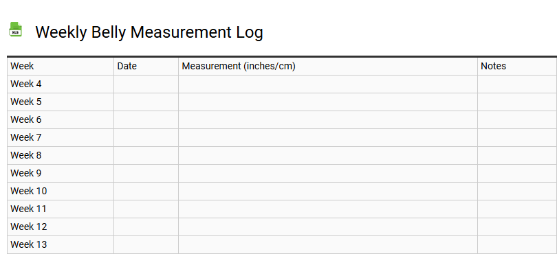 Weekly Belly Measurement Log