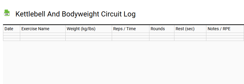 Kettlebell and Bodyweight Circuit Log