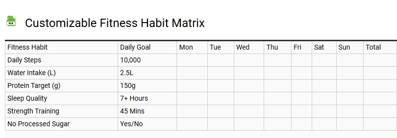 Customizable Fitness Habit Matrix