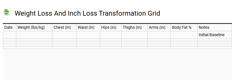 Weight Loss and Inch Loss Transformation Grid