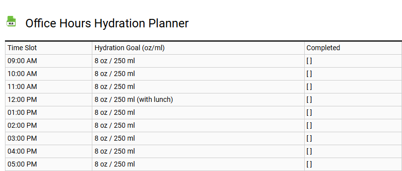 Office Hours Hydration Planner