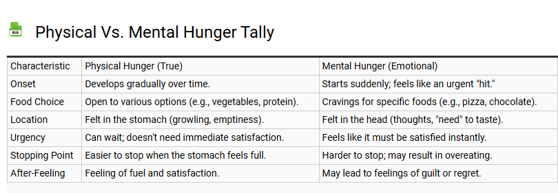 Physical vs. Mental Hunger Tally