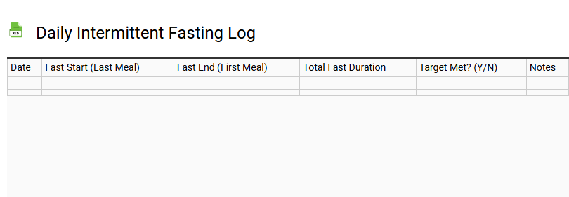 Daily Intermittent Fasting Log