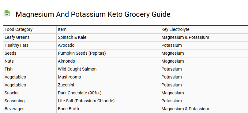 Magnesium and Potassium Keto Grocery Guide