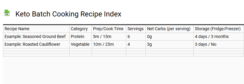 Keto Batch Cooking Recipe Index
