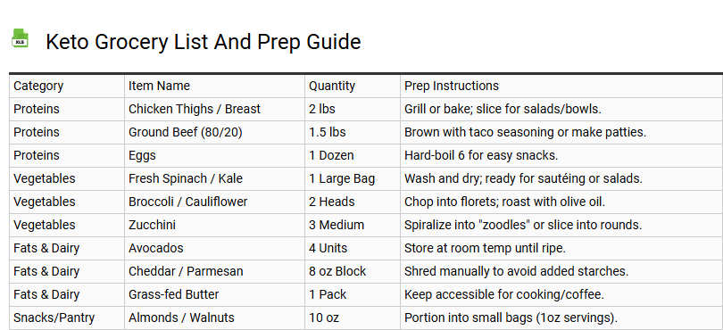 Keto Grocery List and Prep Guide
