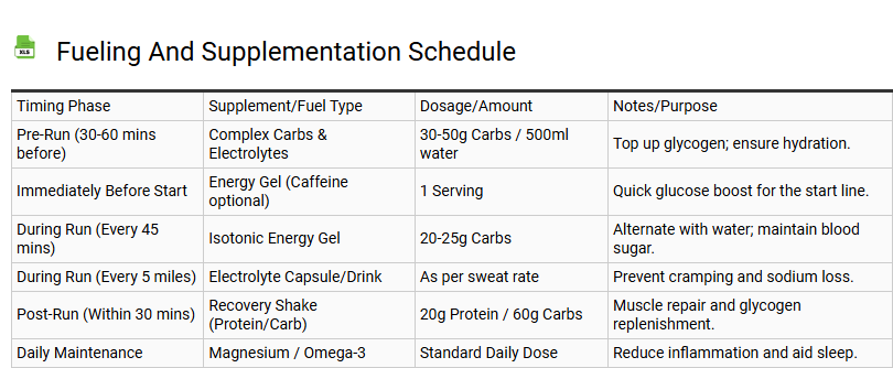 Fueling and Supplementation Schedule