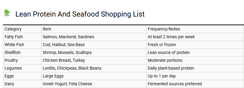 Lean Protein and Seafood Shopping List