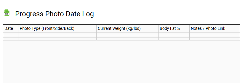 Progress Photo Date Log