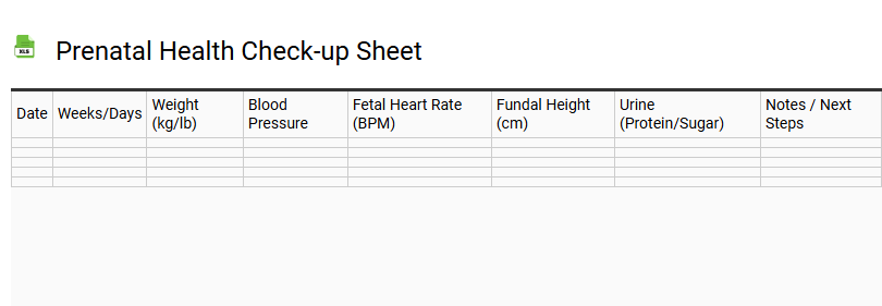 Prenatal Health Check-up Sheet