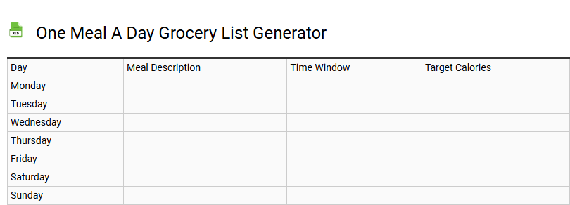 One Meal A Day Grocery List Generator
