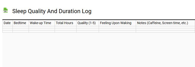 Sleep Quality and Duration Log