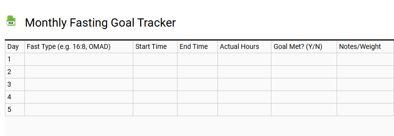 Monthly Fasting Goal Tracker