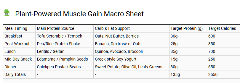 Plant-Powered Muscle Gain Macro Sheet
