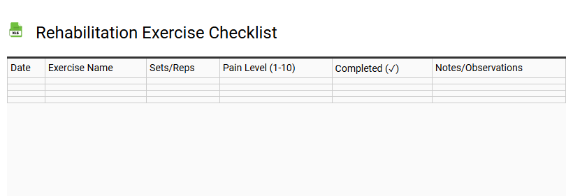 Rehabilitation Exercise Checklist
