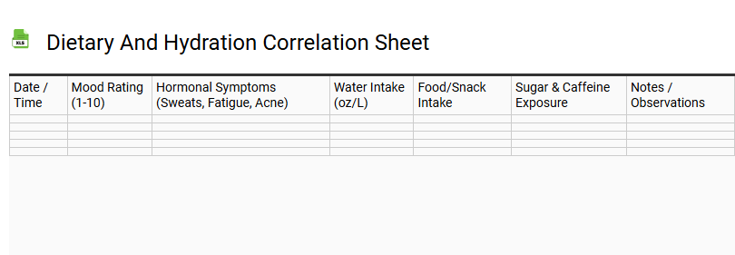 Dietary and Hydration Correlation Sheet