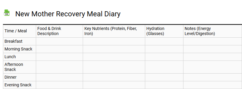 New Mother Recovery Meal Diary