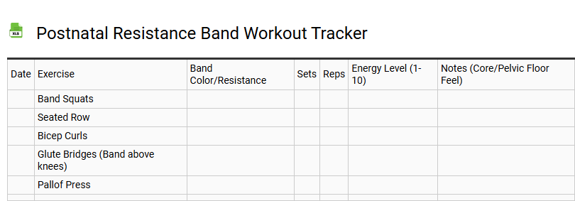 Postnatal Resistance Band Workout Tracker
