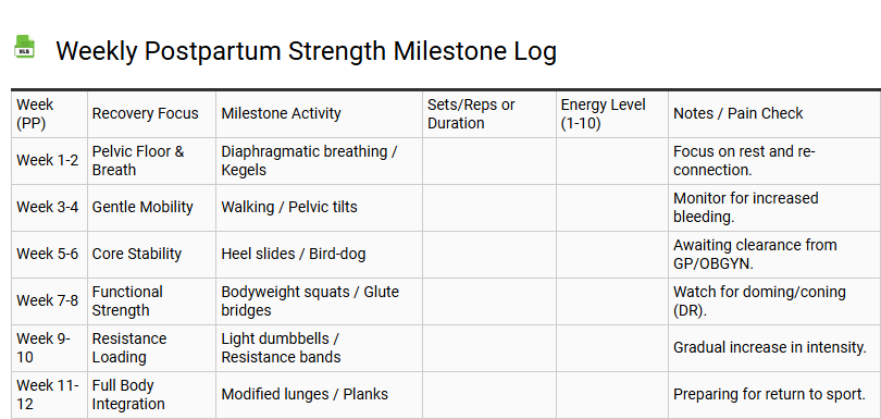 Weekly Postpartum Strength Milestone Log