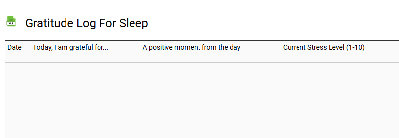 Gratitude Log for Sleep
