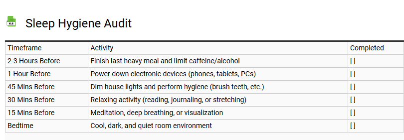 Sleep Hygiene Audit