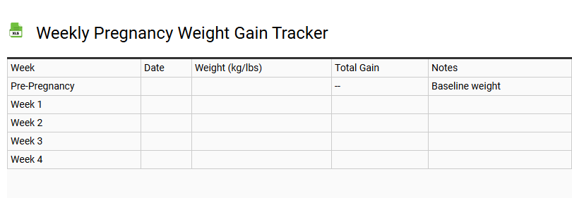 Weekly Pregnancy Weight Gain Tracker
