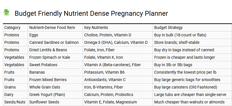 Budget Friendly Nutrient Dense Pregnancy Planner