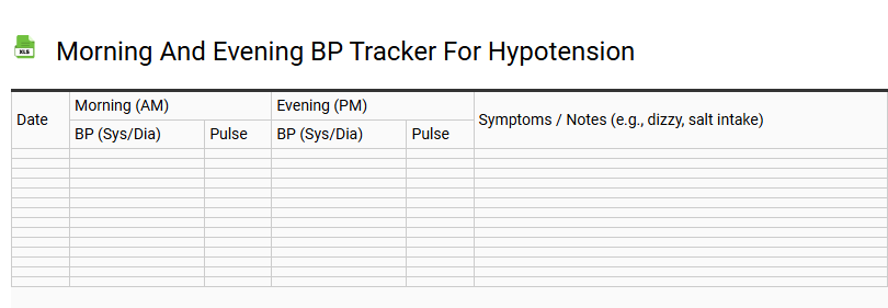 Morning and Evening BP Tracker for Hypotension