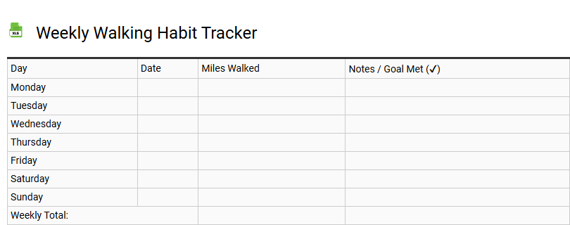 Weekly Walking Habit Tracker