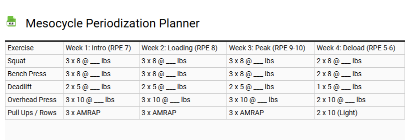 Mesocycle Periodization Planner