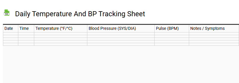 Daily Temperature and BP Tracking Sheet