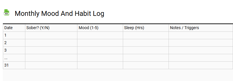 Monthly Mood and Habit Log