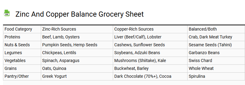 Zinc and Copper Balance Grocery Sheet