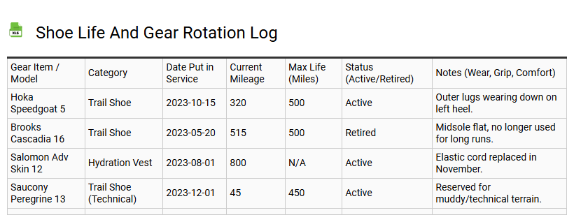 Shoe Life and Gear Rotation Log