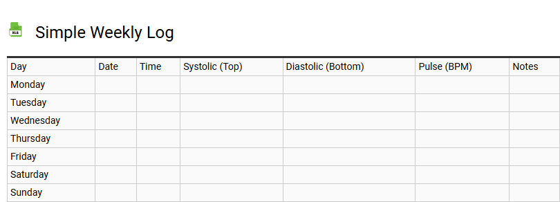 Simple Weekly Log