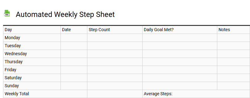 Automated Weekly Step Sheet