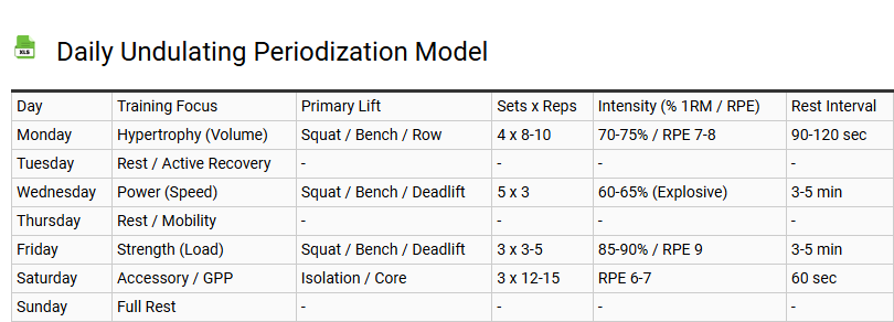 Daily Undulating Periodization Model