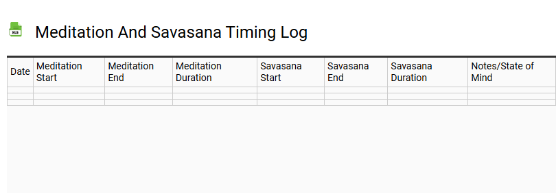 Meditation and Savasana Timing Log