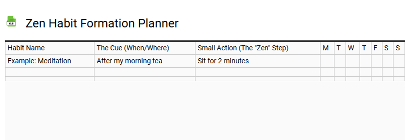Zen Habit Formation Planner