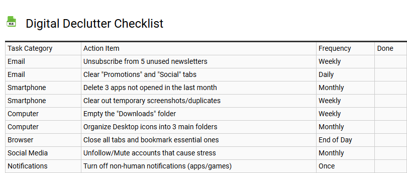 Digital Declutter Checklist