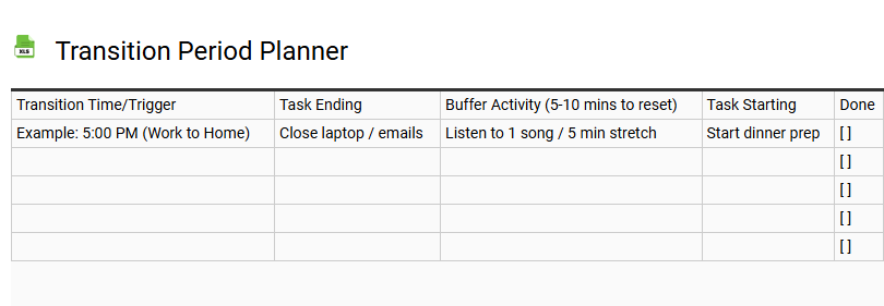 Transition Period Planner
