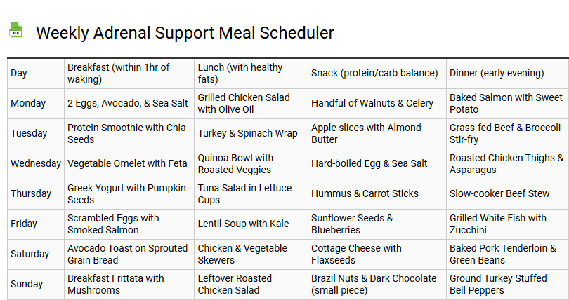 Weekly Adrenal Support Meal Scheduler